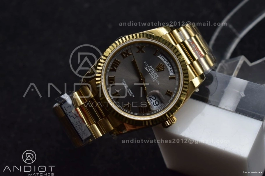 Roman QF on Marker V5 SportInspired DayDate Grey Weight) President vr3255 904L 700 with Steel Bracelet Best 36 Edition (Gain Dial YG 1228